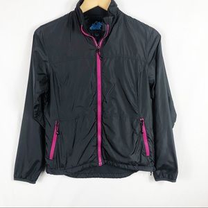 Eastern Mountain Sports Lightweight Zip Jacket | Black & Pink | Size XS